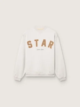 Sweat-shirt unisexe « Star » en coton gris chiné avec broderie « Star »
