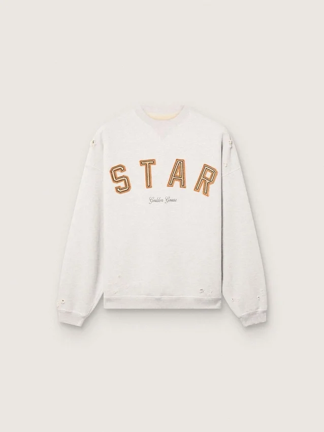Sweat-shirt unisexe « Star » en coton gris chiné avec broderie « Star »