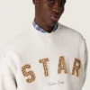 Sweat-shirt unisexe « Star » en coton gris chiné avec broderie « Star »
