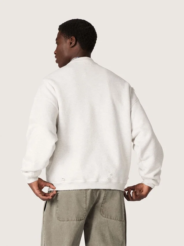 Sweat-shirt unisexe « Star » en coton gris chiné avec broderie « Star »