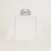 Sweat-shirt zippé blanc « Papyrus » de la Star Collection, avec col orné de cristaux