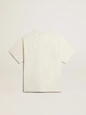 T-shirt blanc vieilli avec logo inversé dans le dos – Jersey Capsule