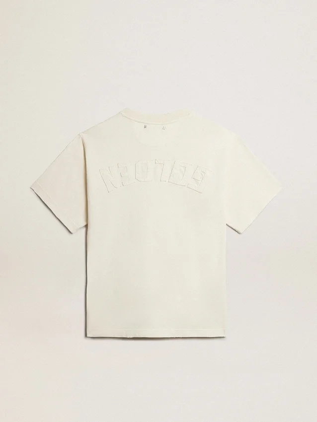 T-shirt blanc vieilli avec logo inversé dans le dos - Jersey Capsule