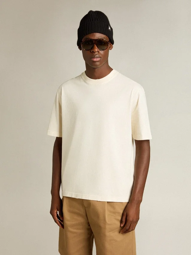 T-shirt blanc vieilli avec logo inversé dans le dos - Jersey Capsule