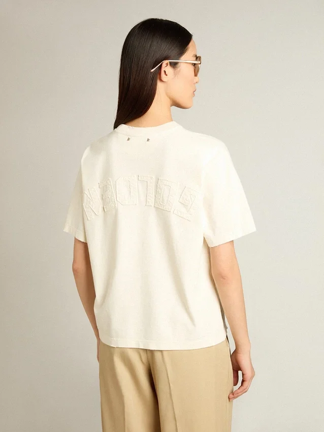 T-shirt blanc vieilli avec logo inversé dans le dos - Jersey Capsule