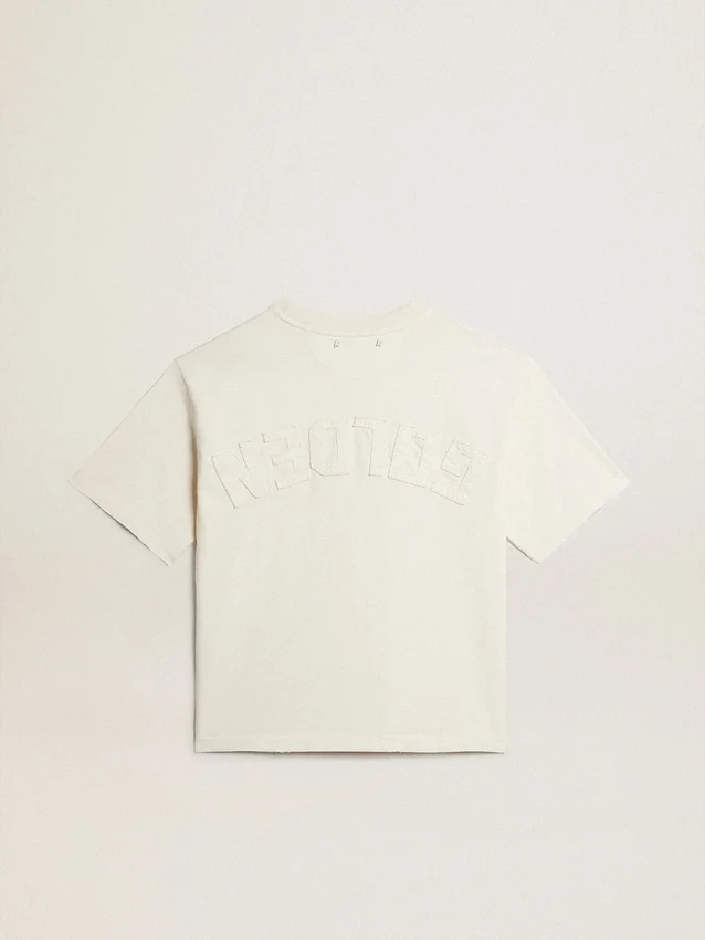 T-shirt blanc vieilli avec logo inversé dans le dos - Jersey Capsule