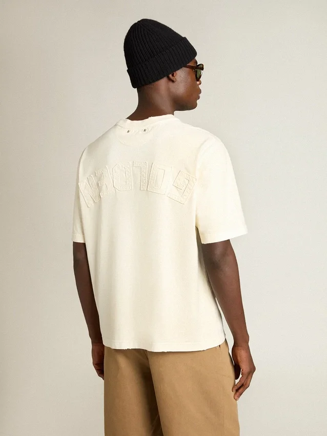 T-shirt blanc vieilli avec logo inversé dans le dos - Jersey Capsule