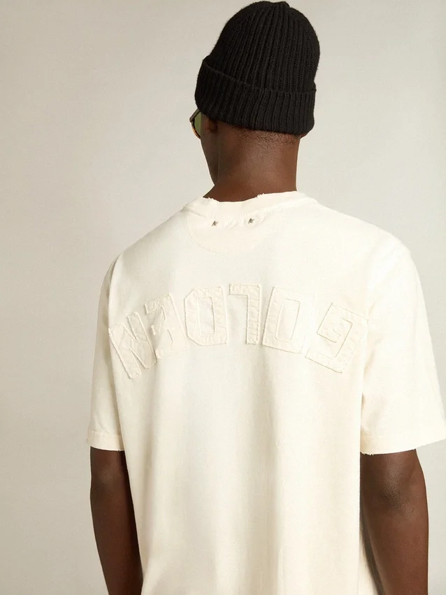 T-shirt blanc vieilli avec logo inversé dans le dos - Jersey Capsule