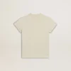 T-shirt en coton pour filles, blanc délavé, avec broderie rouge sur la poitrine