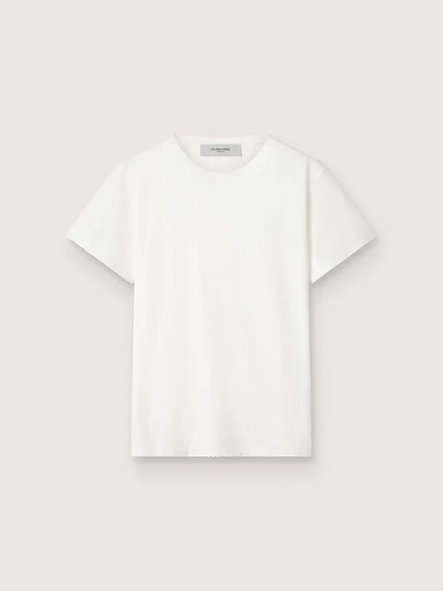 T-shirt femme slim-fit effet vieilli, blanc