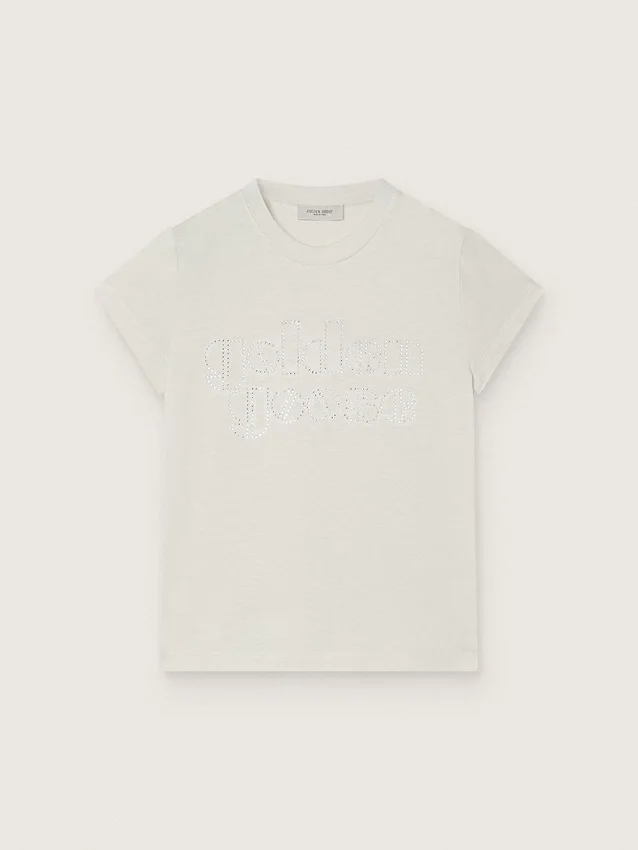T-shirt Journey pour fille en jersey de coton blanc avec clous argentés