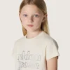T-shirt Journey pour fille en jersey de coton blanc avec clous argentés