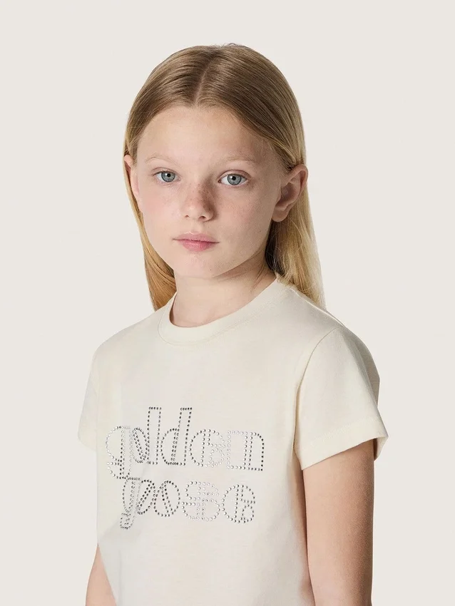 T-shirt Journey pour fille en jersey de coton blanc avec clous argentés