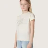 T-shirt Journey pour fille en jersey de coton blanc avec clous argentés