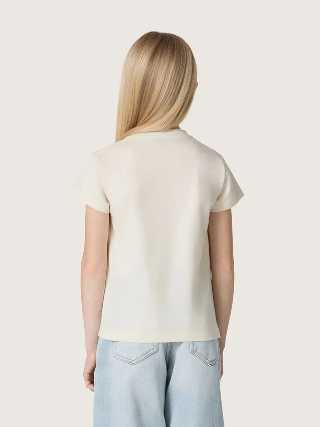T-shirt Journey pour fille en jersey de coton blanc avec clous argentés