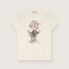 T-shirt Journey pour filles en jersey de coton blanc avec imprimé numérique de la mascotte et applications de cristaux