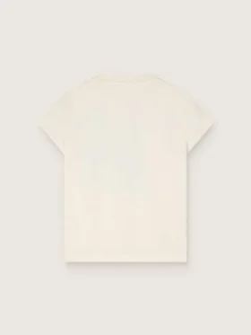 T-shirt Journey pour filles en jersey de coton blanc avec imprimé numérique de la mascotte et applications de cristaux