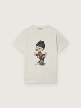 T-shirt Journey pour garçon en jersey de coton blanc avec imprimé numérique de la mascotte