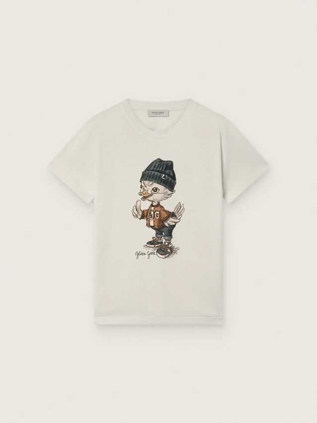 T-shirt Journey pour garçon en jersey de coton blanc avec imprimé numérique de la mascotte