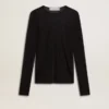 T-shirt noir à col rond pour femme