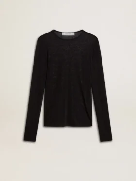T-shirt noir à col rond pour femme