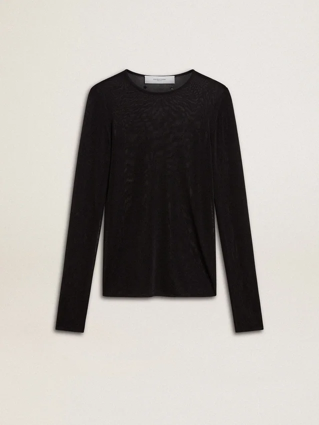T-shirt noir à col rond pour femme