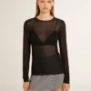 T-shirt noir à col rond pour femme