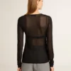 T-shirt noir à col rond pour femme