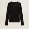T-shirt noir à col rond pour femme