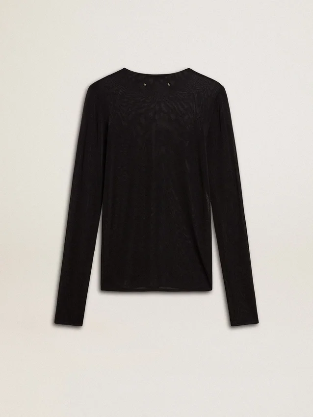 T-shirt noir à col rond pour femme