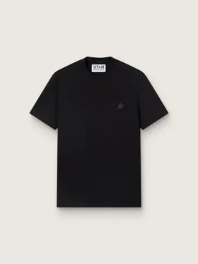 T-shirt noir de la Star Collection avec une étoile ton sur ton sur le devant