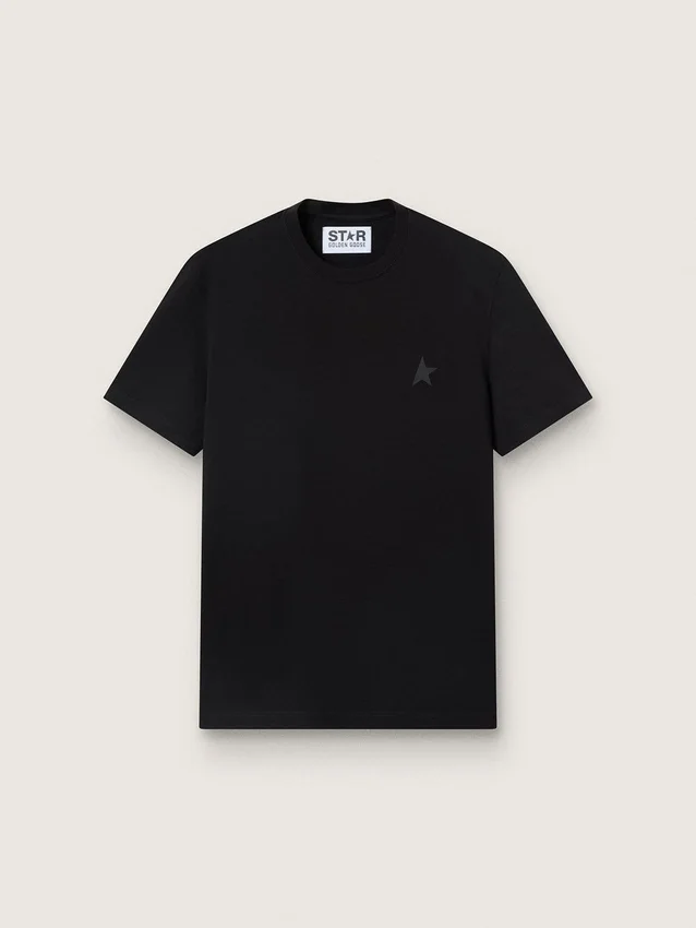 T-shirt noir de la Star Collection avec une étoile ton sur ton sur le devant