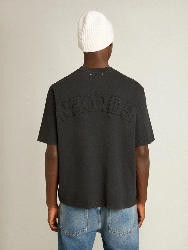 T-shirt noir délavé avec logo inversé dans le dos - Capsule Jersey