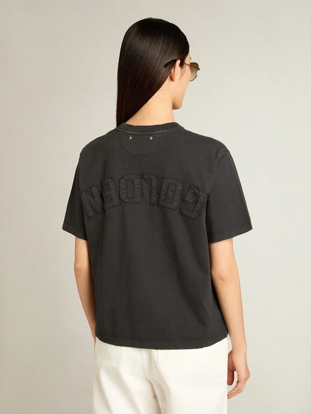 T-shirt noir délavé avec logo inversé dans le dos - Capsule Jersey