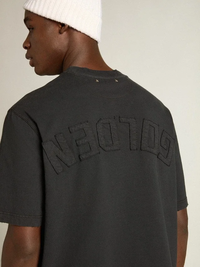 T-shirt noir délavé avec logo inversé dans le dos - Capsule Jersey