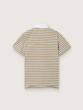 T-shirt polo pour femme en jersey rayé avec col contrasté