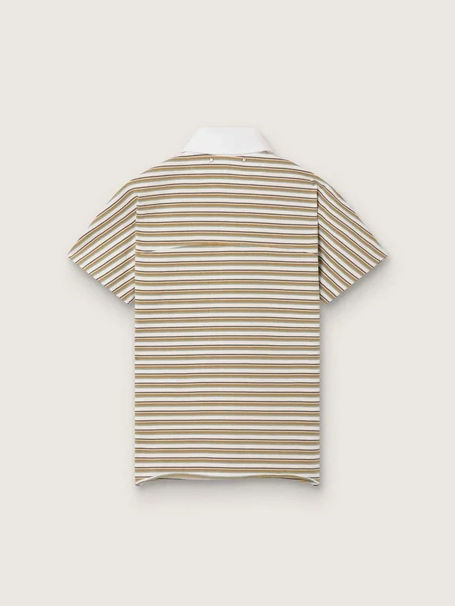 T-shirt polo pour femme en jersey rayé avec col contrasté