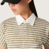T-shirt polo pour femme en jersey rayé avec col contrasté