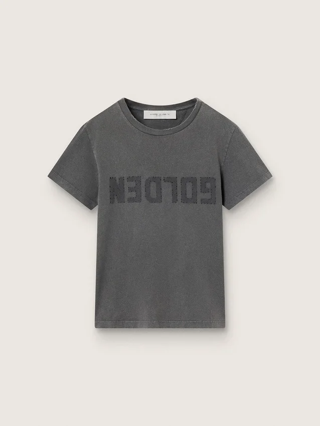 T-shirt slim effet vieilli, gris anthracite