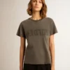 T-shirt slim effet vieilli, gris anthracite