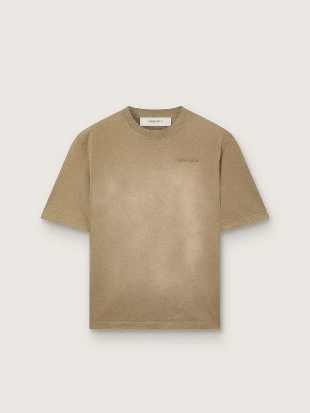 T-shirt unisexe en jersey de coton beige avec logo brodé