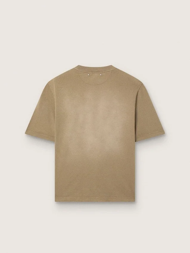T-shirt unisexe en jersey de coton beige avec logo brodé