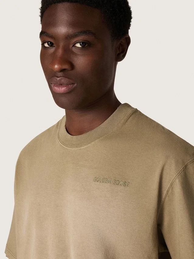 T-shirt unisexe en jersey de coton beige avec logo brodé