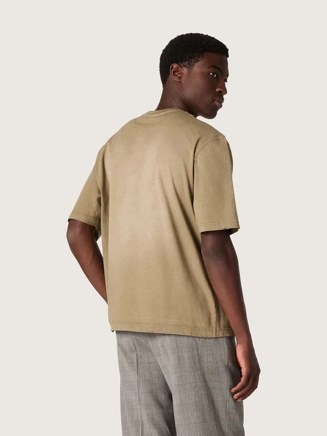 T-shirt unisexe en jersey de coton beige avec logo brodé