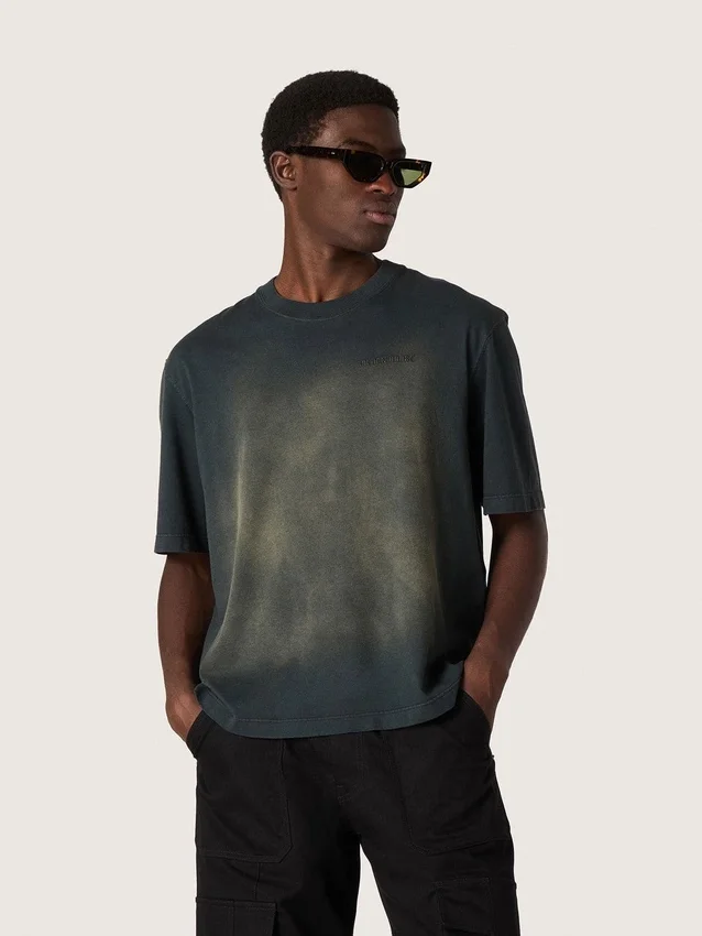 T-shirt unisexe en jersey de coton noir avec logo brodé