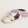 Teen Ball Star en paillettes violettes avec étoile en cuir blanc et languette au talon