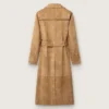 Trench-coat femme à ceinture en daim couleur sable