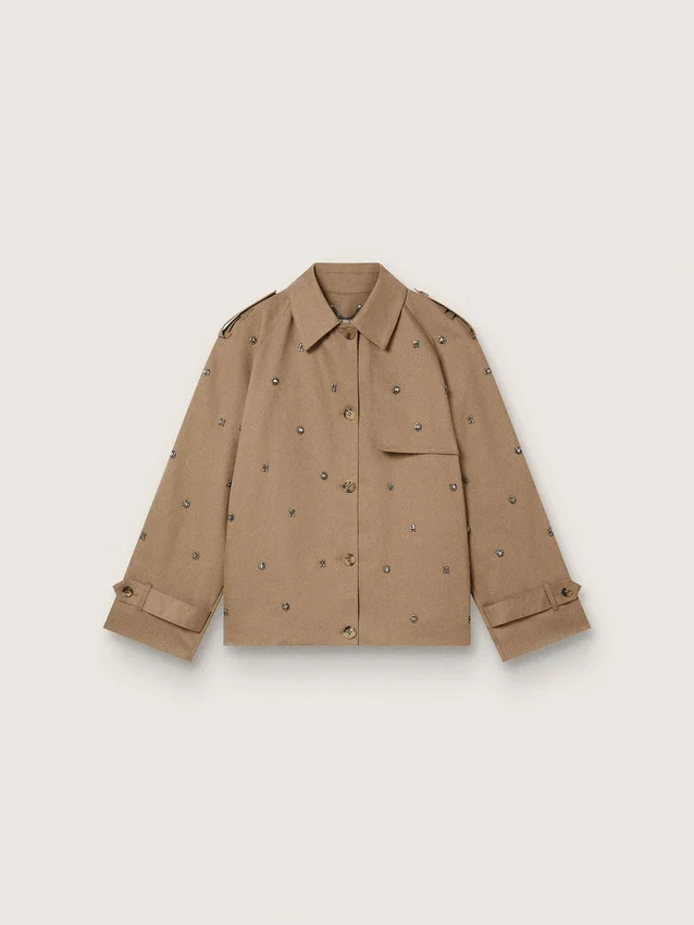 Trench-coat oversize pour femme orné de cristaux