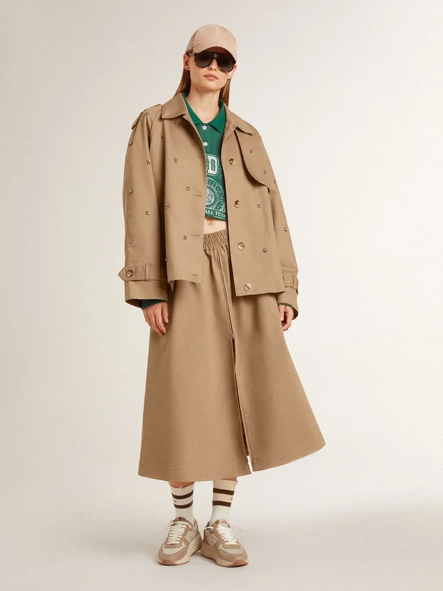 Trench-coat oversize pour femme orné de cristaux