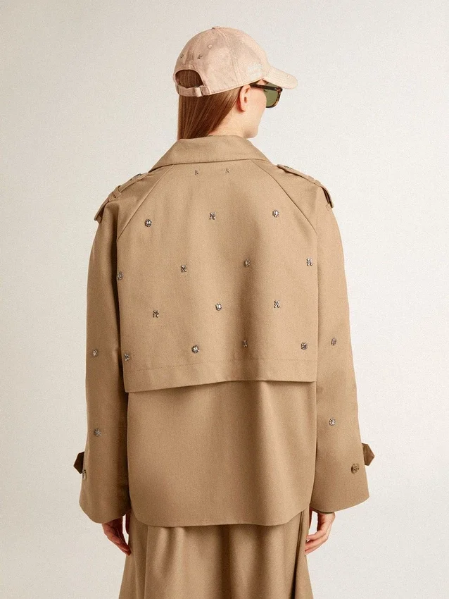 Trench-coat oversize pour femme orné de cristaux
